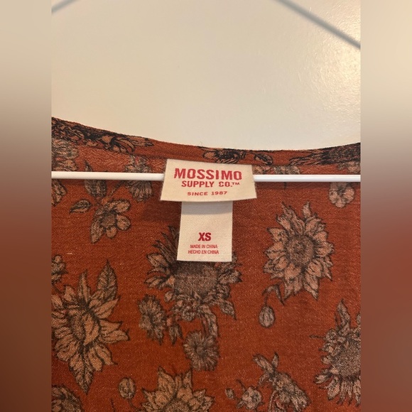 Boho Floral Rust V-Neck Women's long sleeve Top - Picture 5 of 6